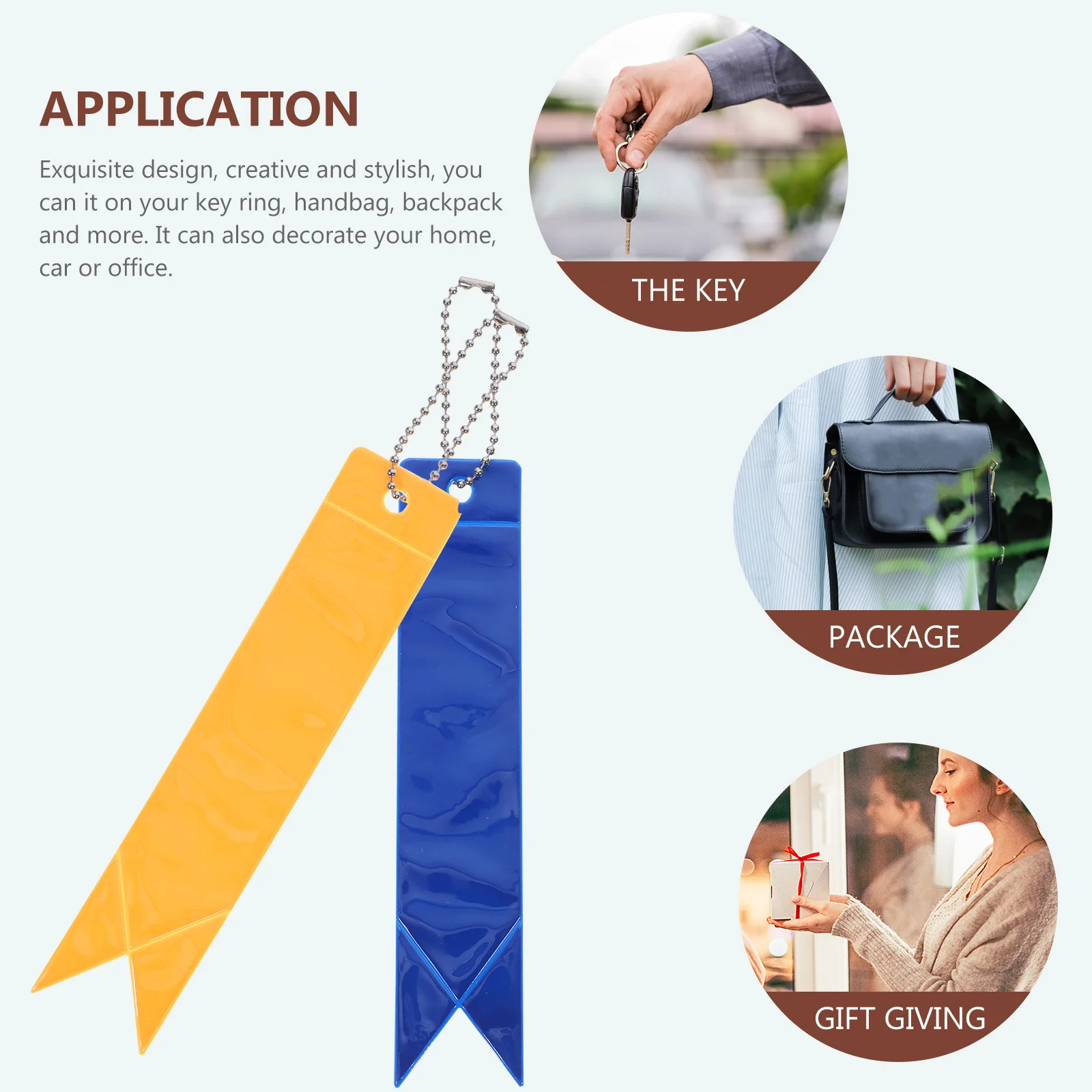 

12Pcs Reflective Pendant Keychain Durable Straps for Running Cycling Night Safety Lightweight Backpack Accessories