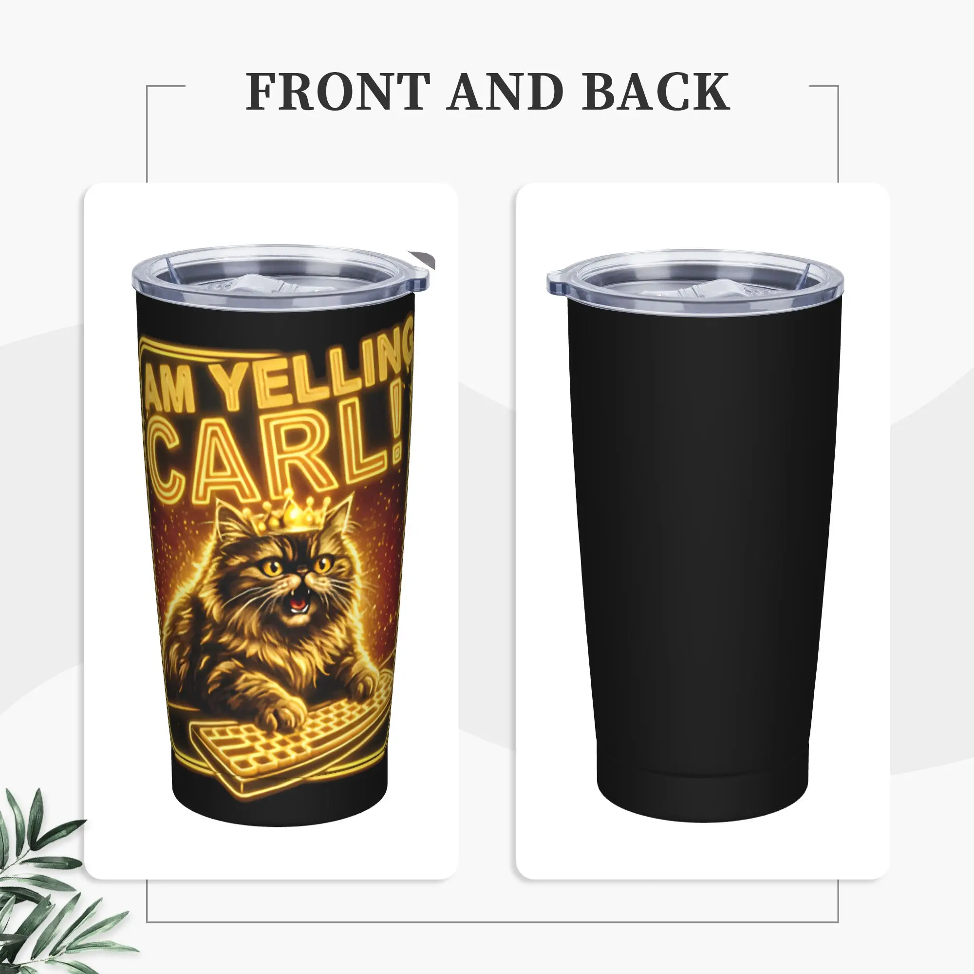 I Am Yelling Carl Donut Cat Meme Tumbler  Hot Drinks Portable Stainless Steel Coffee Mug Printed Mugs Cup