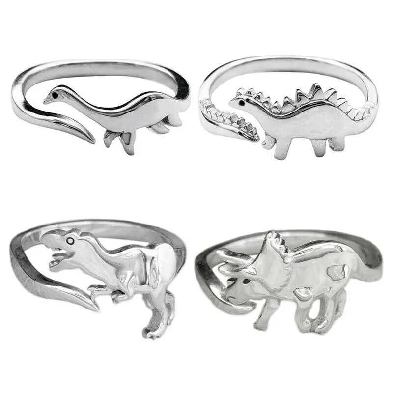 Dinosaur Ring Long-necked Dragon Finger Rings Brontosaurus Stegosaurus for Women Cute Animal Jewelry Adjustable Open Ring Gifts