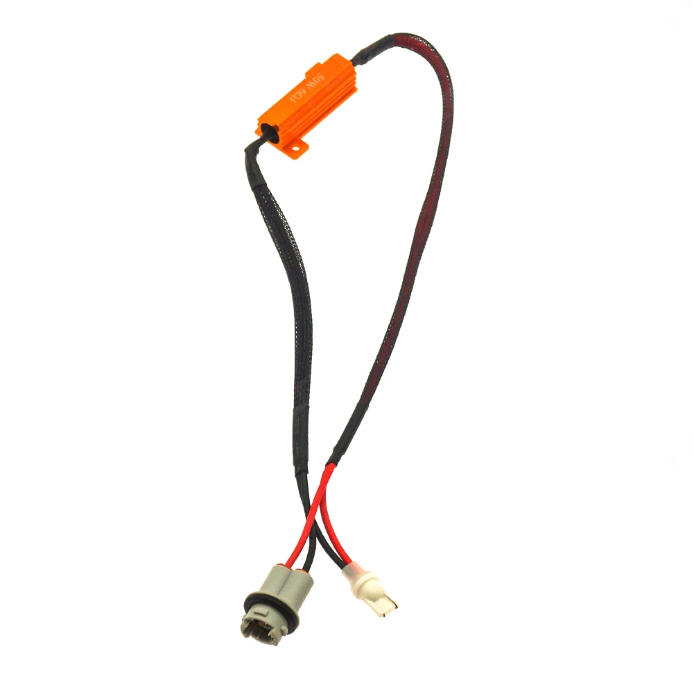 T10 50W 6 Ohm LED Error Decoder Resistor Harness for 12V Vehicles Maintains Full Brightness Stable Current Flow