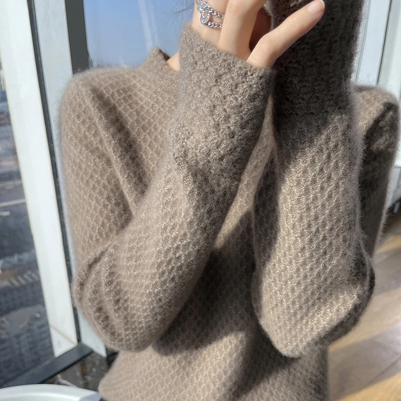 2023 Autumn Winter New 100% Cashmere Sweater O-neck Women\'s High Quality Pullover Female Loose Large Size Thicken Knitted Jumper