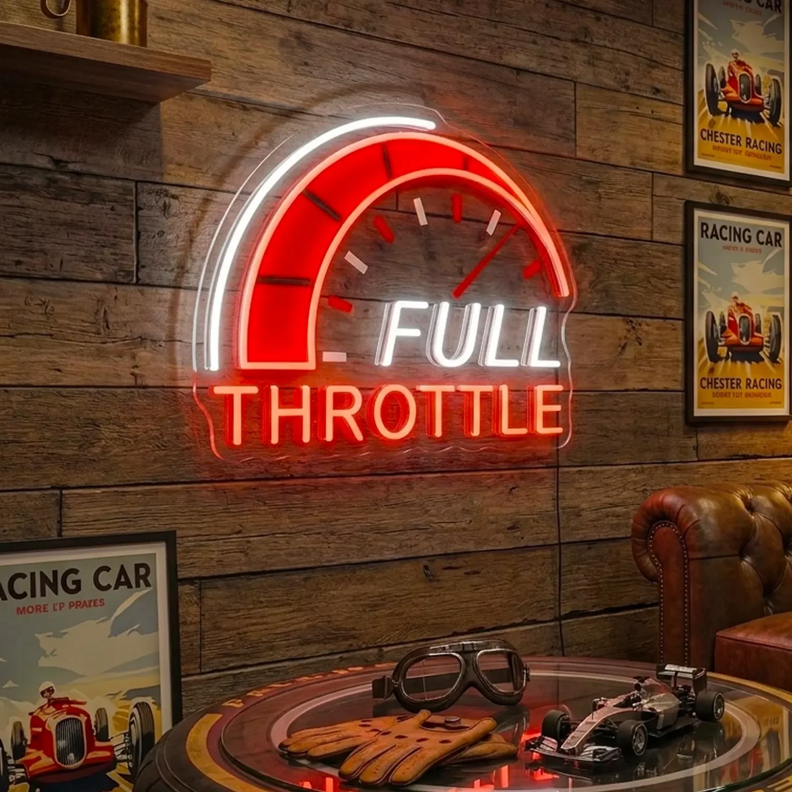 Fuel Gauge Neon Sign, Car Garage LED Wall Light, Auto Shop Decor, Man Cave Bar Room Decoration Gift for Car Lovers