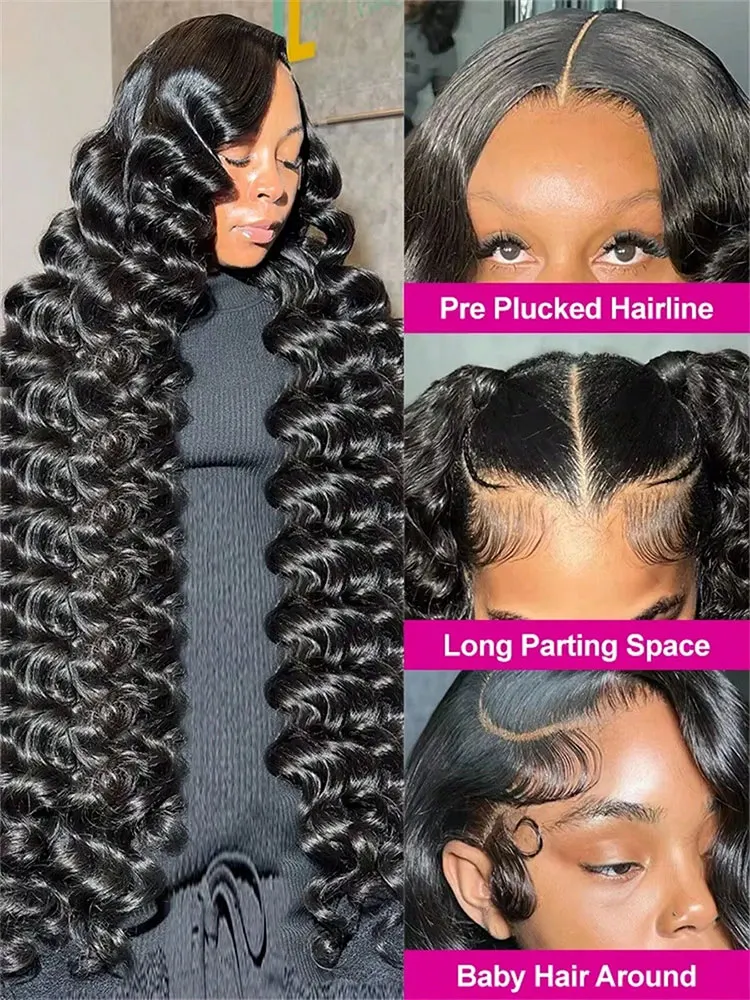 مجعد موجة عميقة 13x4 13x6 HD الدانتيل شعر مستعار أمامي 5x5 غلويليس الباروكات قبل قطعها 250% كثافة موجة المياه الشعر البشري للنساء السود