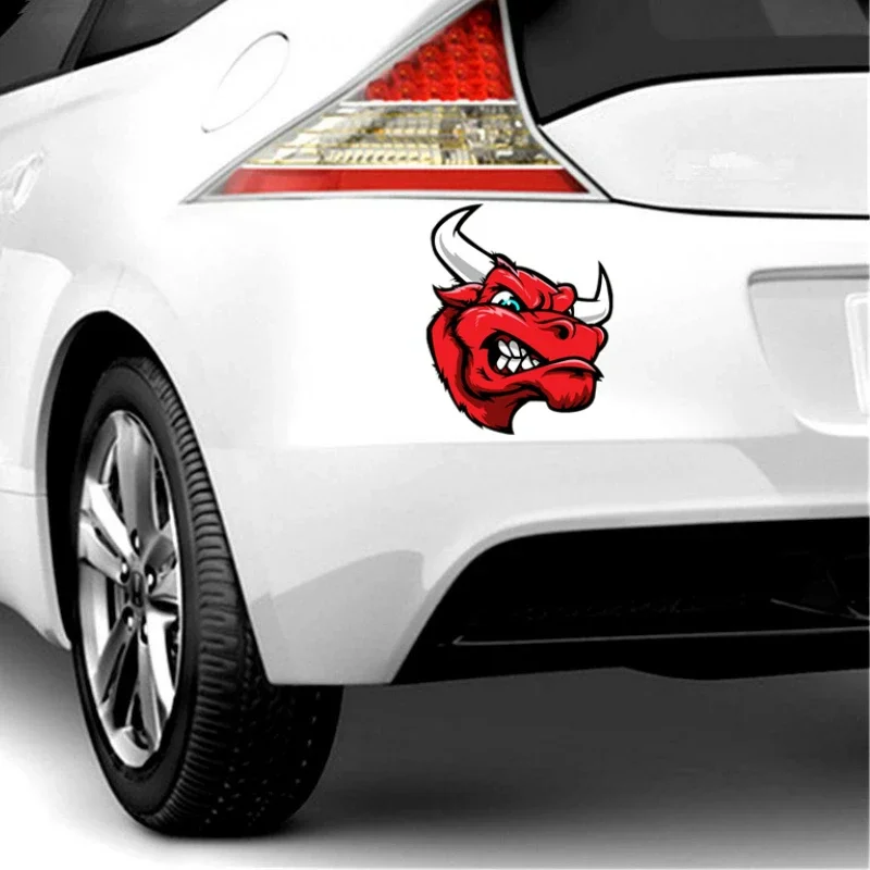 Funny Angry Bull Head Red Colorful Car Sticker Automobiles Motorcycles Exterior Accessories PVC Decals Waterproof and Sunscreen