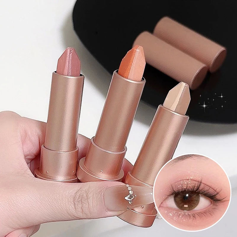 Gradiënt Dubbele Kleur Glitter Oogschaduw Stick Parelachtige Luie Markeerstift Waterdicht Fleuren Oogmake-up Tool