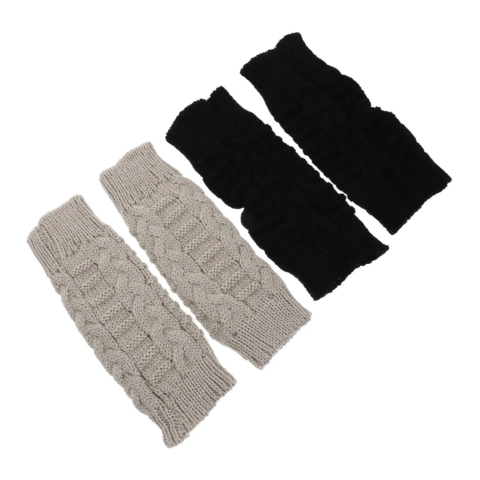 2Pairs Female Winter Warm Gloves Thermal Half-Finger Knitted Gloves Bamboo Joint Design Skiing Riding Mountaineering Cold-Proof