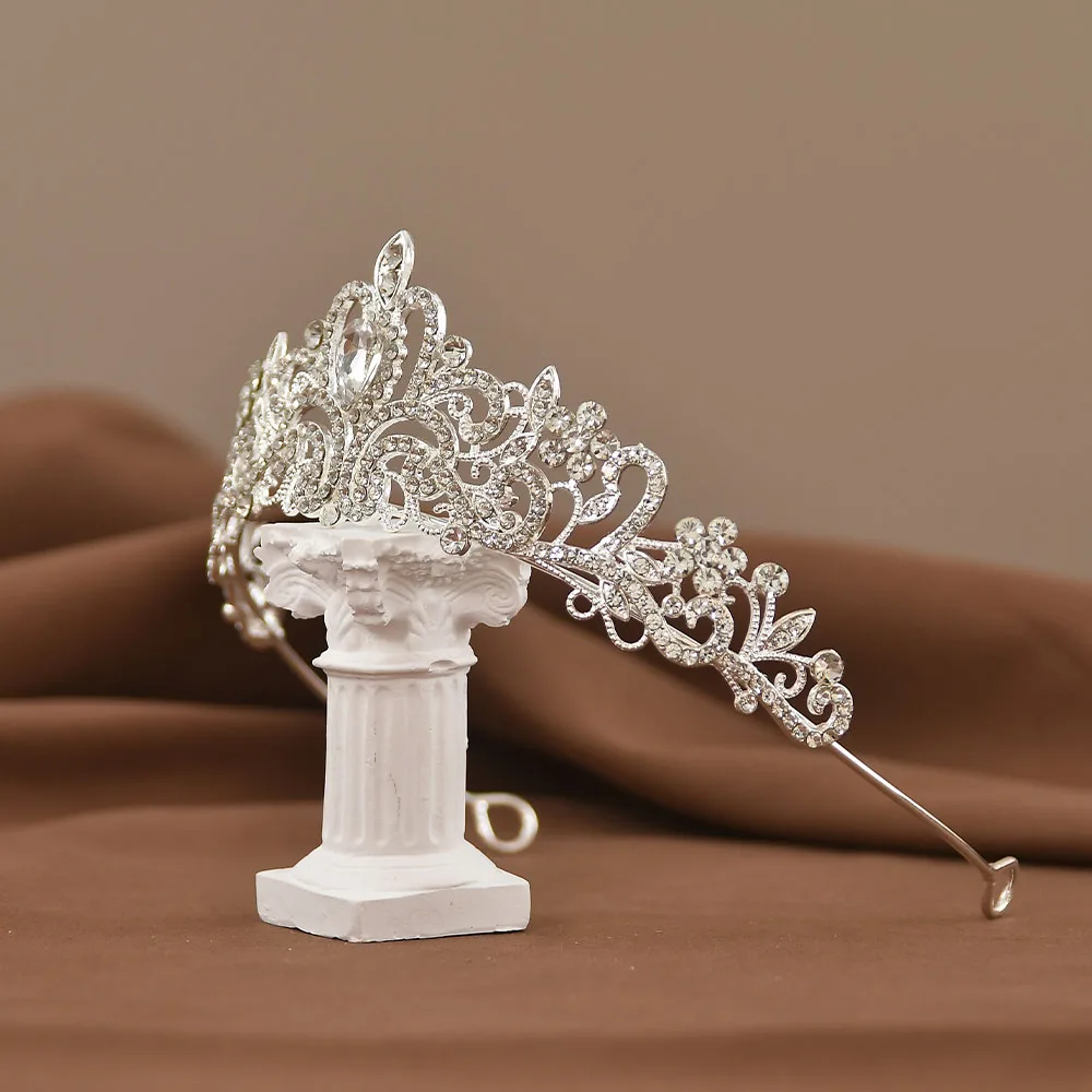 Colore argento corona da sposa e accessori per capelli diadema di cristallo di strass per accessori per abiti da sposa da ragazza regalo di