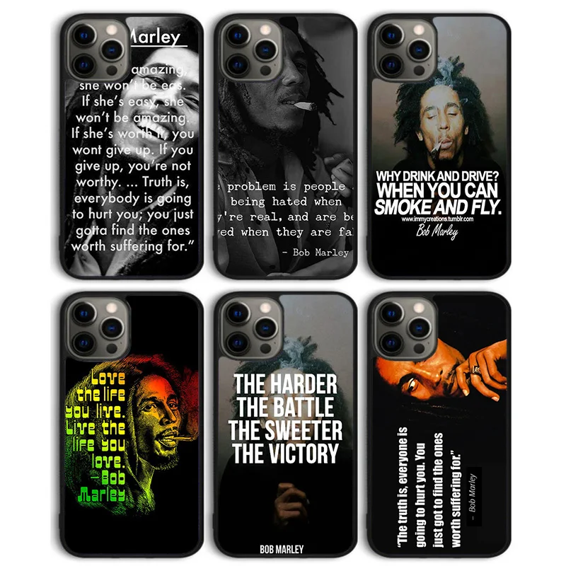 Bob Marley Quotes Rasta Reggae Phone Case Back Cover for iPhone 16 15 SE2020 14 13 11 12 Pro Max mini XS XR PlusS Shell Coque