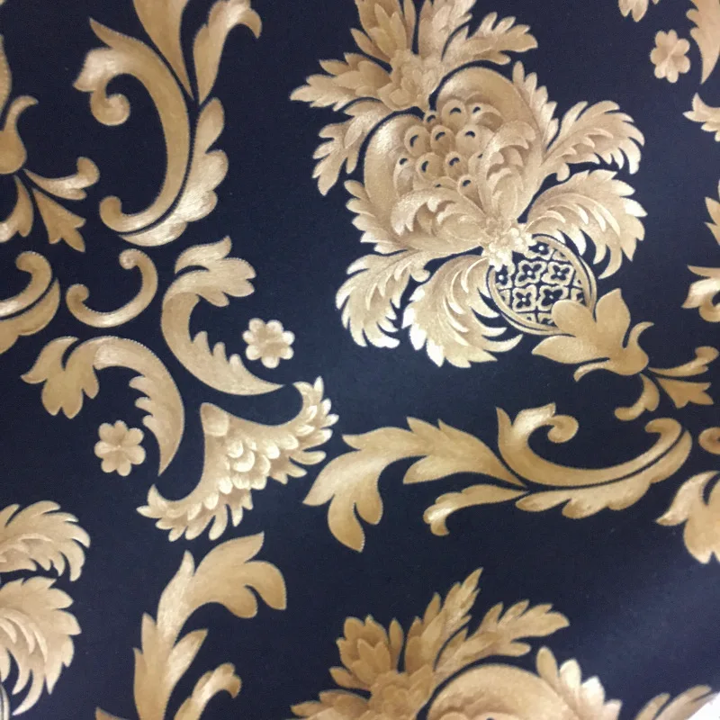 Black Wallpaper Gold Damask Patterned PVC Wall Paper for Living Room Textured Vinyl Home Wall Decor Paper3d Wallpaper Home Decor