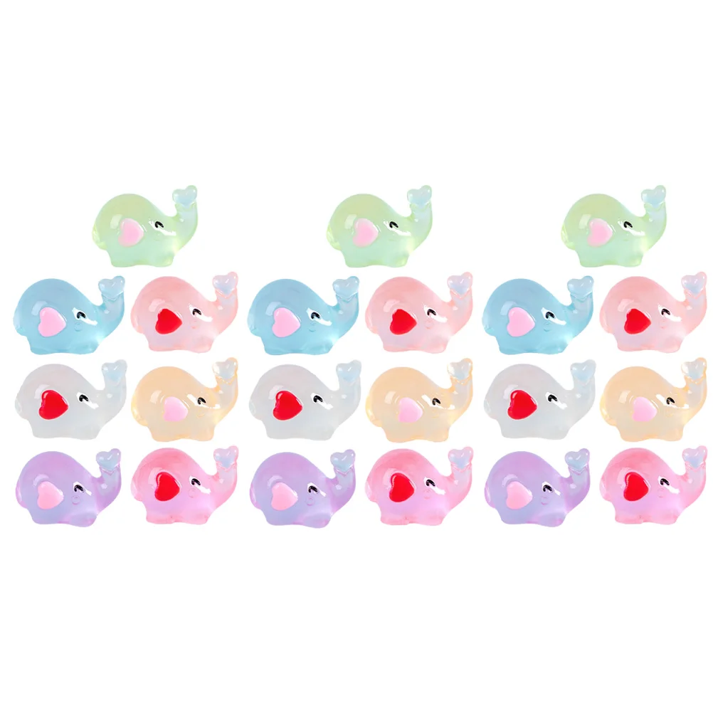 

21pcs Luminous Mini Elephant Figurines Resin Crafts Light in Dark Decor Desktop Garden Statues Small Animal Figurines for Home