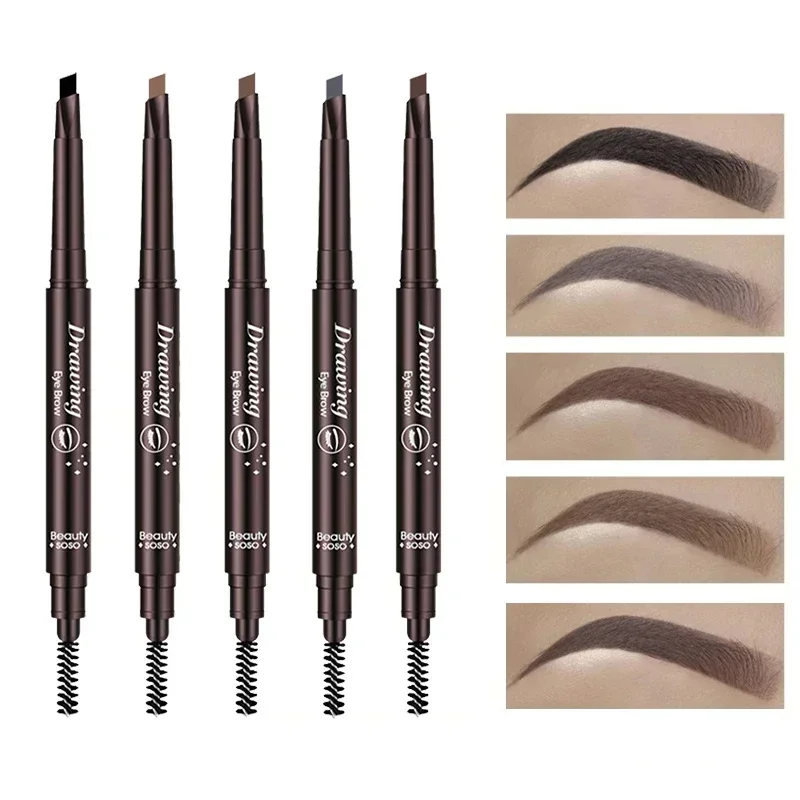 Double Ended Eyebrow Pencil Waterproof Long Lasting Eyebrow Enhancers Eye Makeup Cosmetic Tools with Brush Brow Extension Pencil