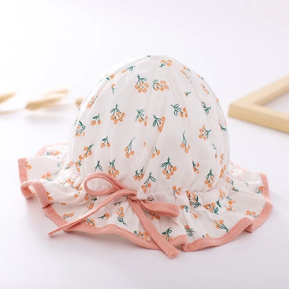 

Cute Breathable Baby Hat Drawstring Visors Sun Visors Infant Hat Comfortable Lovely Bow Children Hat Girl