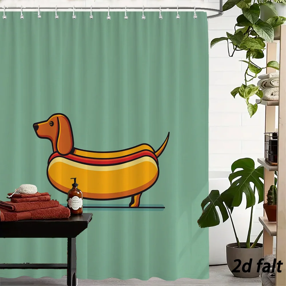 Cute Dog In Pool Float Shower Curtain - Fun Pet Lover Bathroom Decor for Kids and Adults