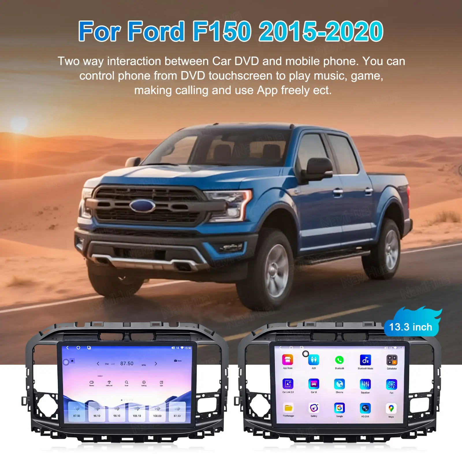 

NaviHua For Ford F150 Raptor 2015 2020 Upgrade 2024 Style Android13 Carplay Navigation Autoradio Radio Stereo Interior kit