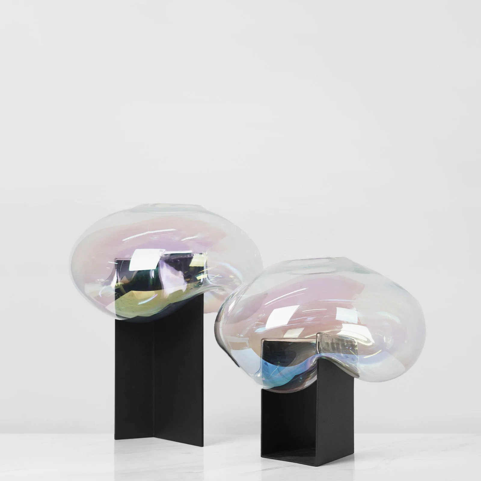 Black Metal Base Colorful Transparent Glass Vase Irregular Bubble Bottle Hydroponics Terrarium Flowerpot Flower Vase