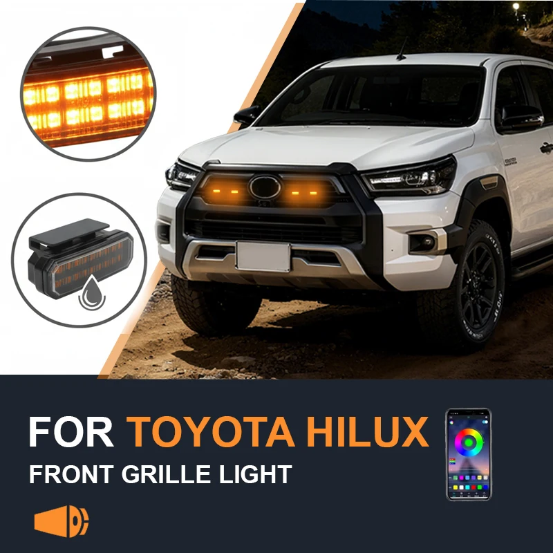 

FOR Toyota Hilux Specialized center grid small yellow light Front Grille Lights LED Decorative Warning Light Pickup 12V ﻿
