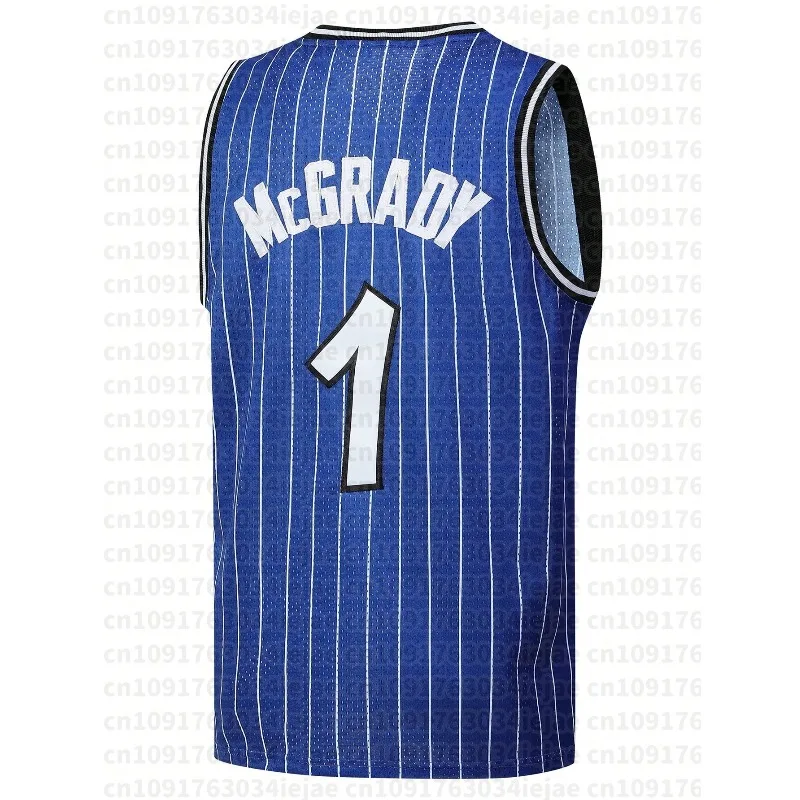 Retro Orlando 1 Penny Hardaway Basketball Jersey Blue White Striped Vintage Sports Uniform Casual 3d Vest  Men Women