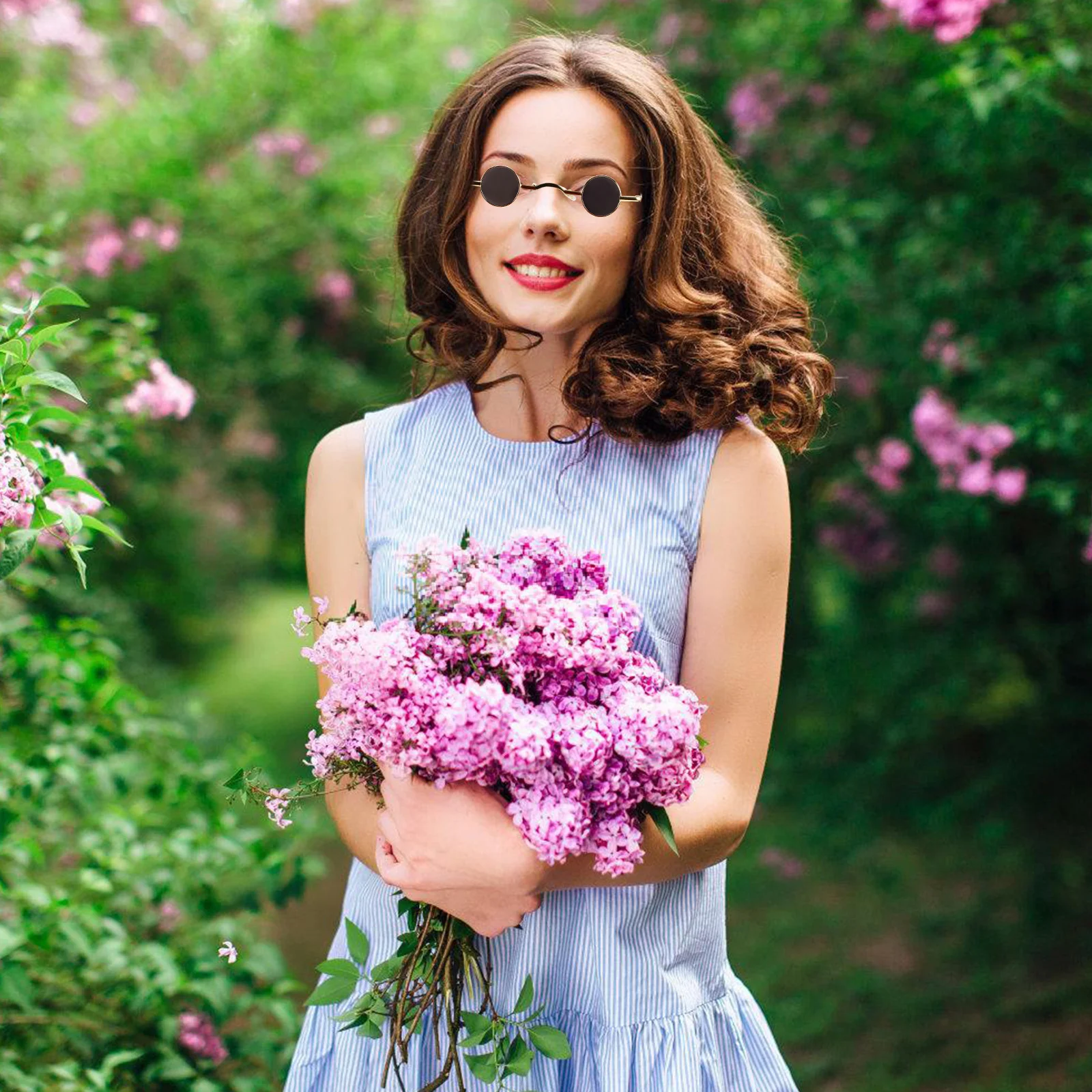 4 قطع نظارات شمسية دائرية صغيرة للنساء، ظلال صغيرة خفيفة الوزن للحماية من الأشعة فوق البنفسجية، نظارات كلاسيكية لحفلات الشاطئ والصيف والخارجية #6