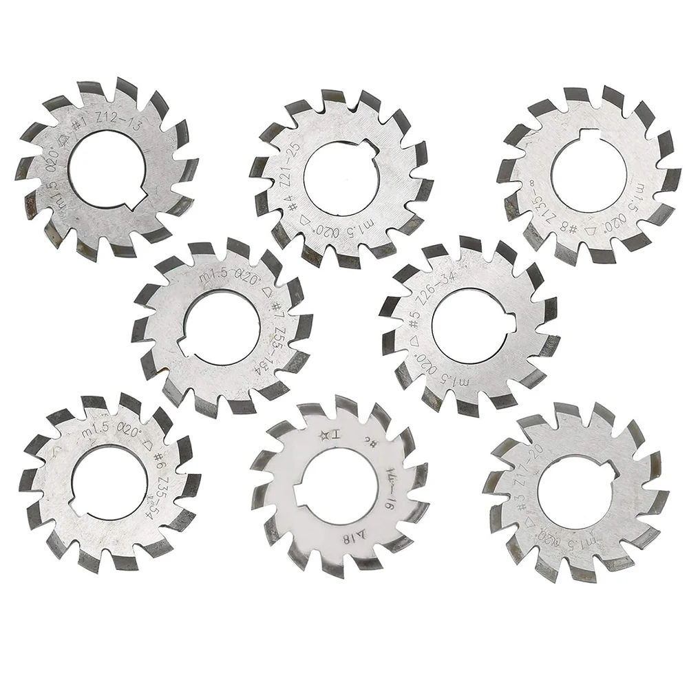 8Pcs HSS M1.5 Bore 22mm 20°Degree #1-8 Bevel Involute Gear Cutter Module 1.5 For Metalworking Tool Accessory In