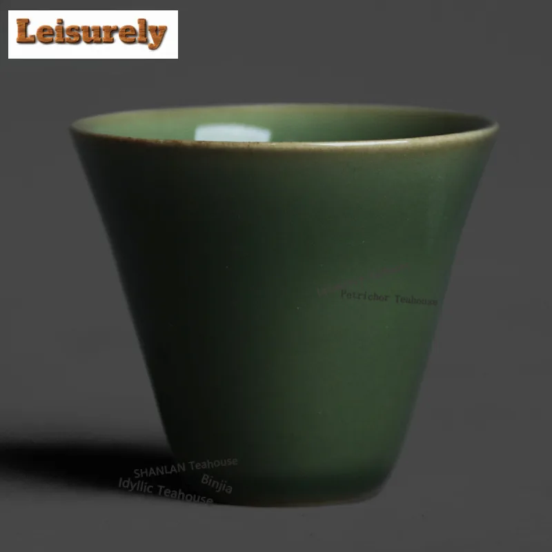 2pc/lot Secret Color Yue Kiln Celadon Wide Mouth Teacup Luxury Tea Bowl Jug Tea-tasting Meditation Cup Chazhan Master Cup 50ml