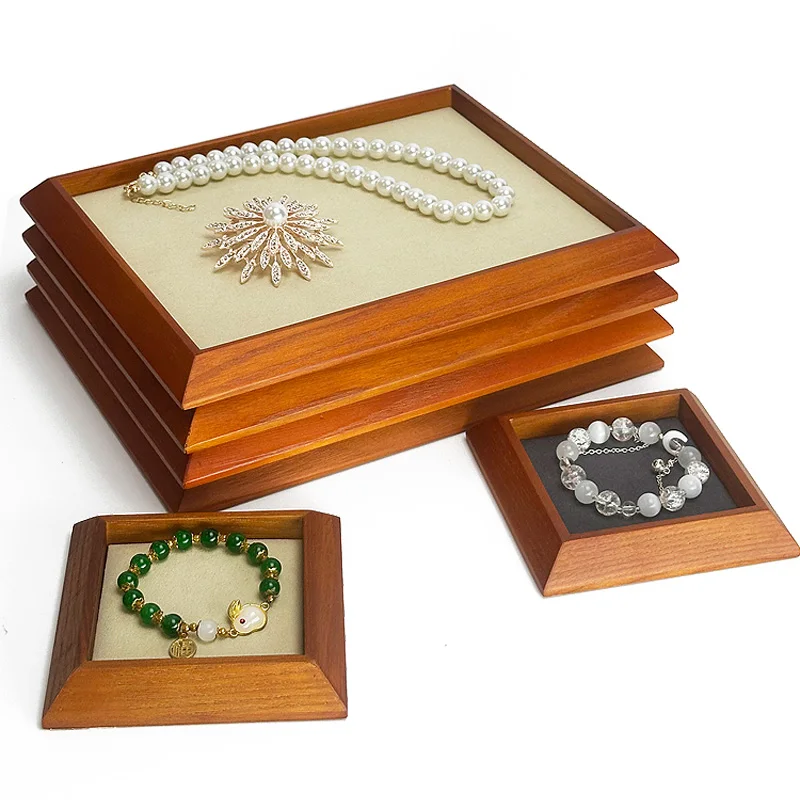 

Бархатный лоток для демонстрации ювелирных изделий с несколькими слотами, деревянный органайзер для браслетов-кольца, держатель для витрины прилавка магазина