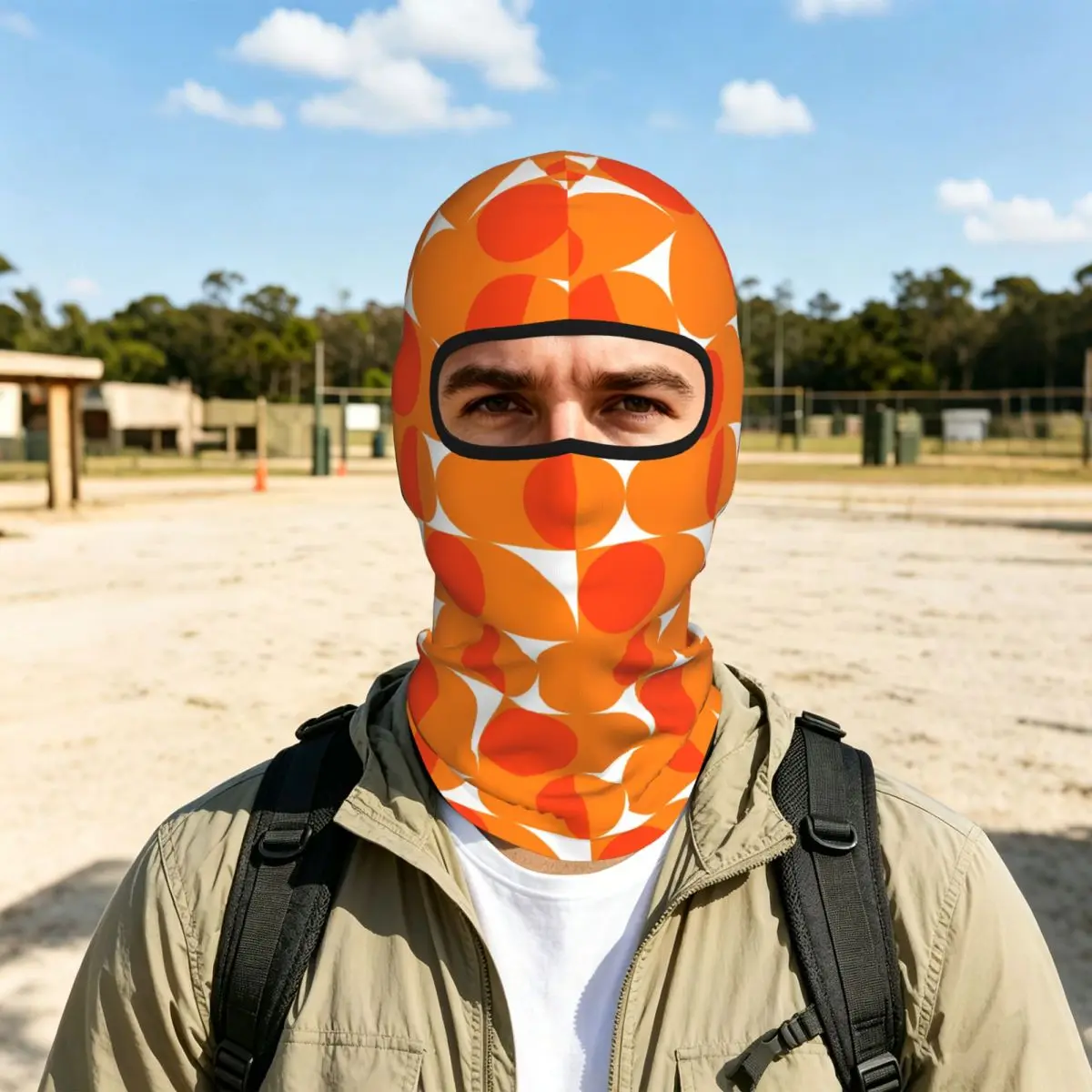 Orange Bauhau Breathable Thin Balaclava Full Face Mask Sun Protection Neck Gaiter For Motorcycle Cycling