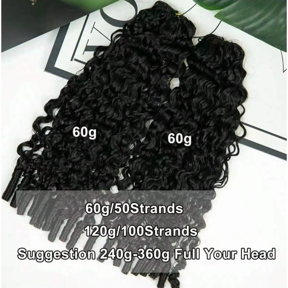 Burmese Curly Crochet Human Hair Extensions Knotless Pre Separated Feather Crochet Human Hair Reusable 240g Enough Full Head image 6