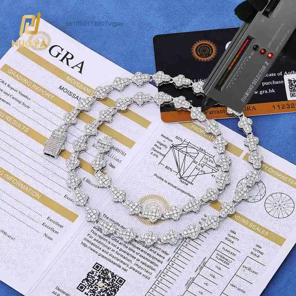 Luxury NUOYA Moissanite Jewelry 925 Sterling Silver Cross Chain Necklace Pass Diamond Test Vintage Jewelry Gift for Women.