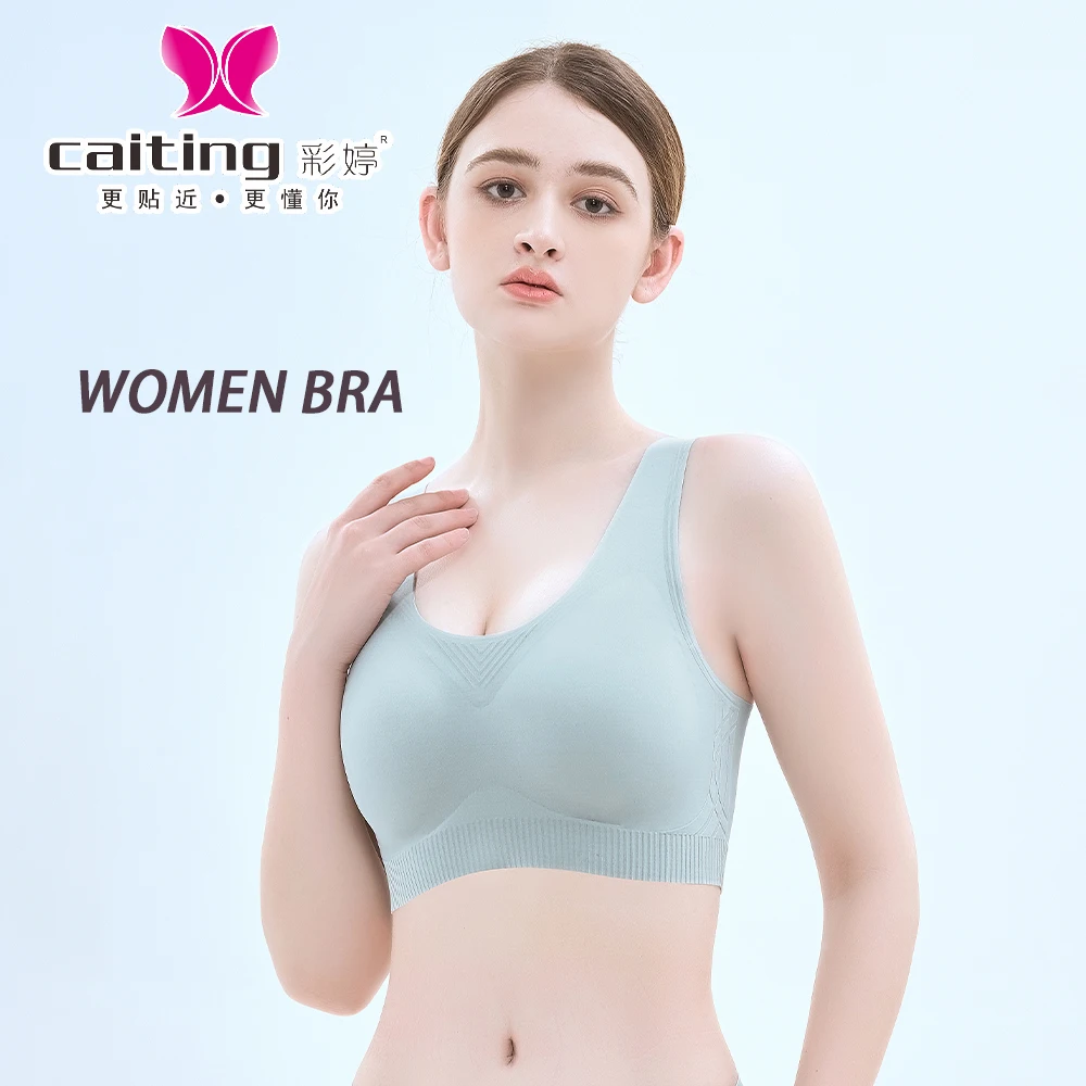 

CAITING Women Bras Sports Plus Size Ladies Yoga Top Underwear Padded Fitness Running Vest Wire Free Brassiere M-2XL