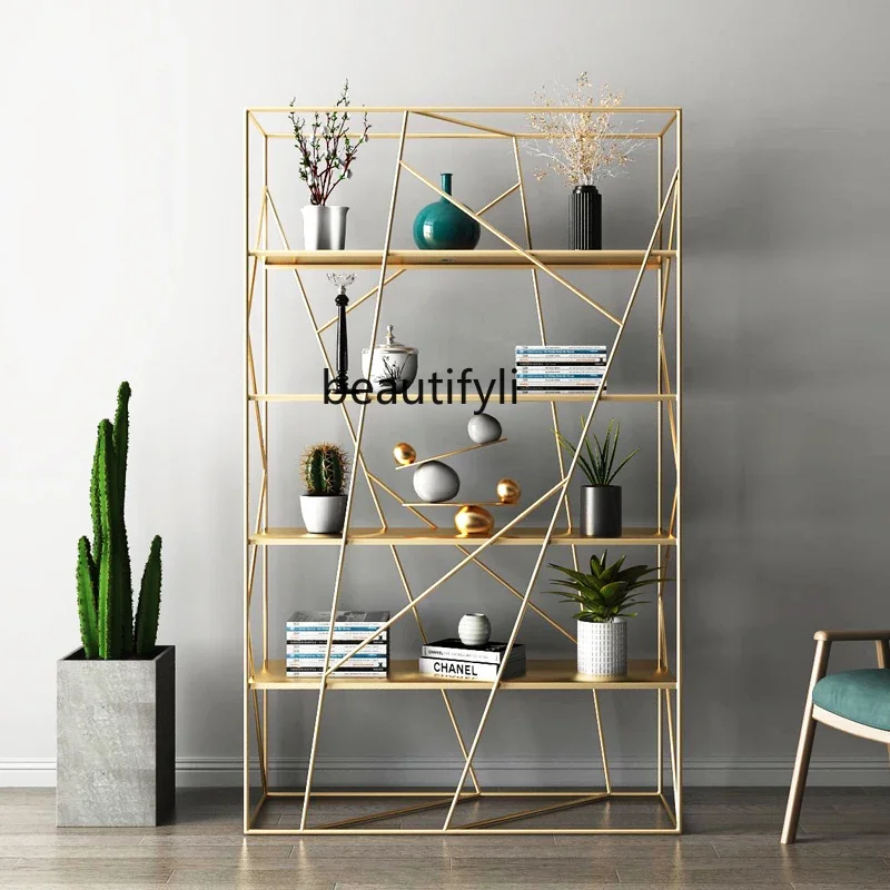 

Yh Office partition wrought iron bogu rack tea display rack, floor storage rack