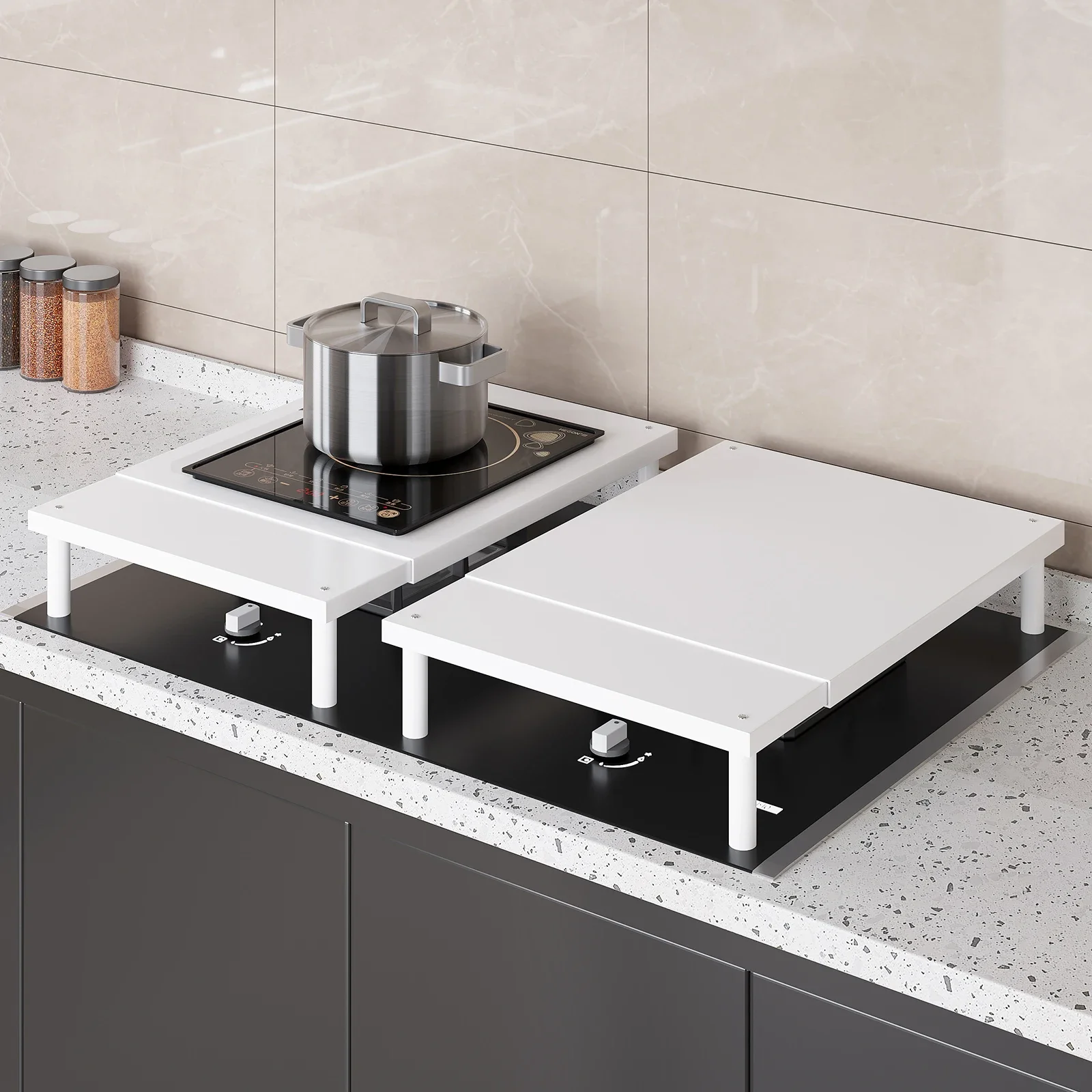 

Kitchen Gas Stove Rack Vegetable Preparation Bracket Cover Rack Gas Stove Retractable Shelf Insulated Storage Rack