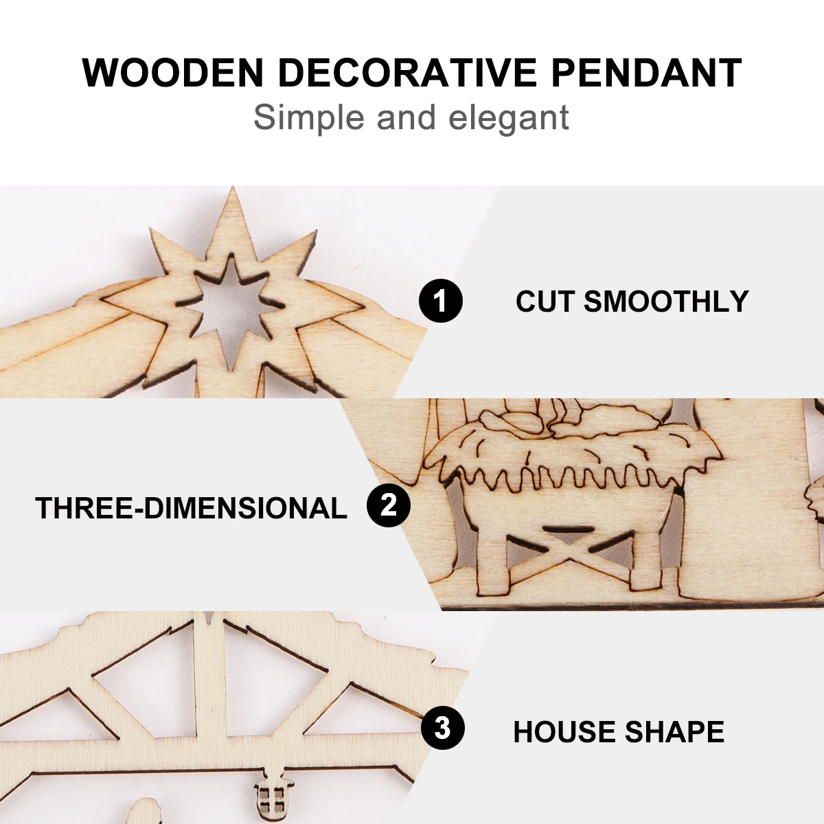 

Wooden Decorative Hanging Pendant Crafts House Shape Festival Atmosphere Portable Christmas Tree Window