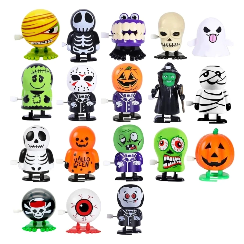 18pcs Halloween Clockwork Toy Collectable Figurine Desk Toy Festival Wind Up Toy Party Favor Interact Toddlers Gift N84E