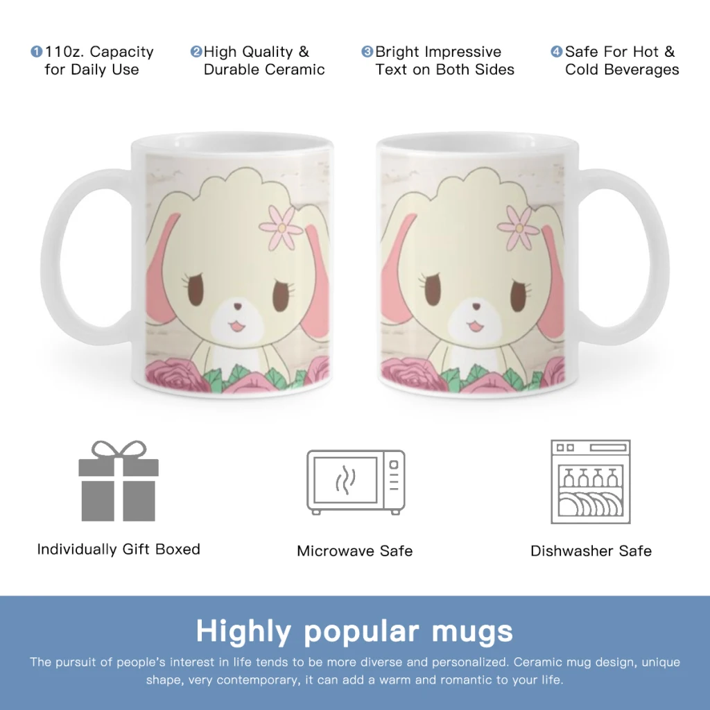 S_sugarbunnies Anime Kawaii Anime Cartoon Free shipping Ceramic Cup Coffee Oatmeal Breakfast Cup Creative Personality Mug