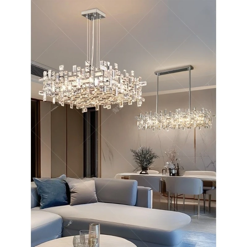 Italian light luxury crystal living room chandelier, creative high-end master bedroom dining room lamps