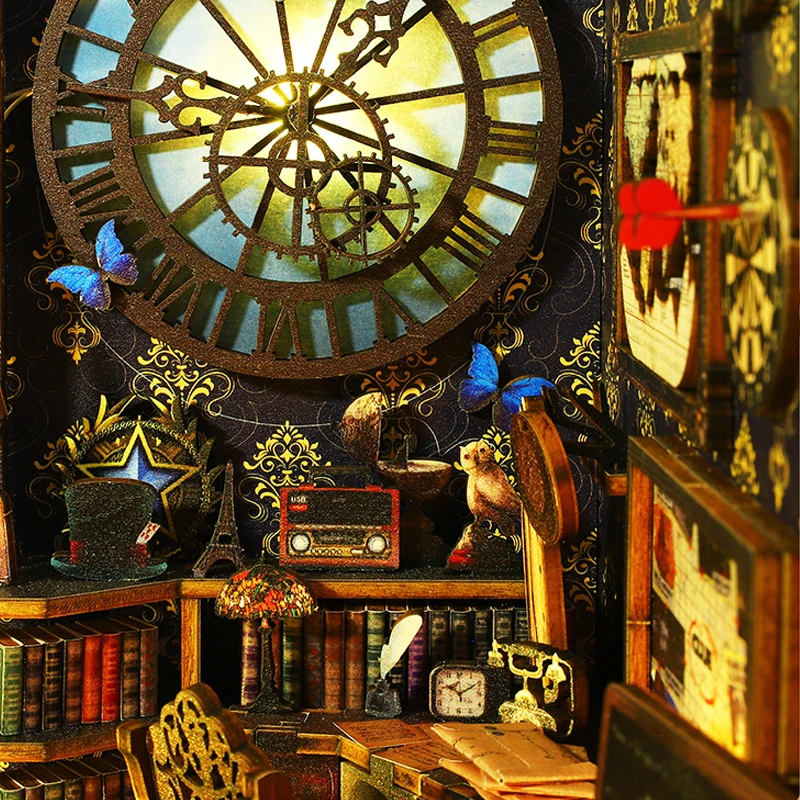 ชุดตัวต่อไม้ 3 มิติ DIY สำหรับทำมุมหนังสือ ชุดสร้างชั้นวางหนังสือจิ๋ว ของตกแต่งบ้าน บ้านตุ๊กตาสร้างสรรค์ ของเล่นสำหรับเด็ก ของขวัญคริสต์มาส