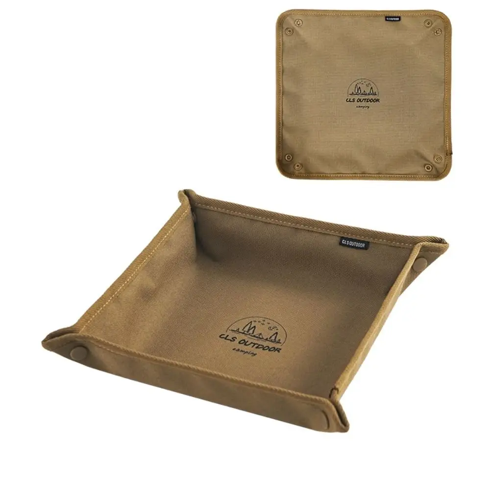 

Clutter-Free Camping Organizer Tray Oxford Cloth Compact Folding Storage Tray Square Desktop Outdoor Tray Sundry Hiking Supplies