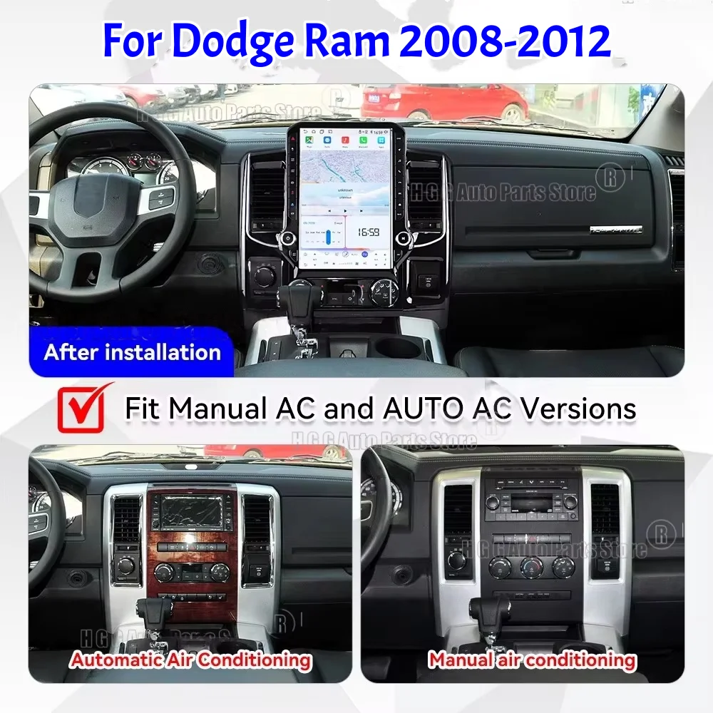 14.5 Inch Android Carplay For Dodge RAM 2008-2012 Tesla Style Car GPS Navigation Multimedia Player Car Radio Tape Head Unit