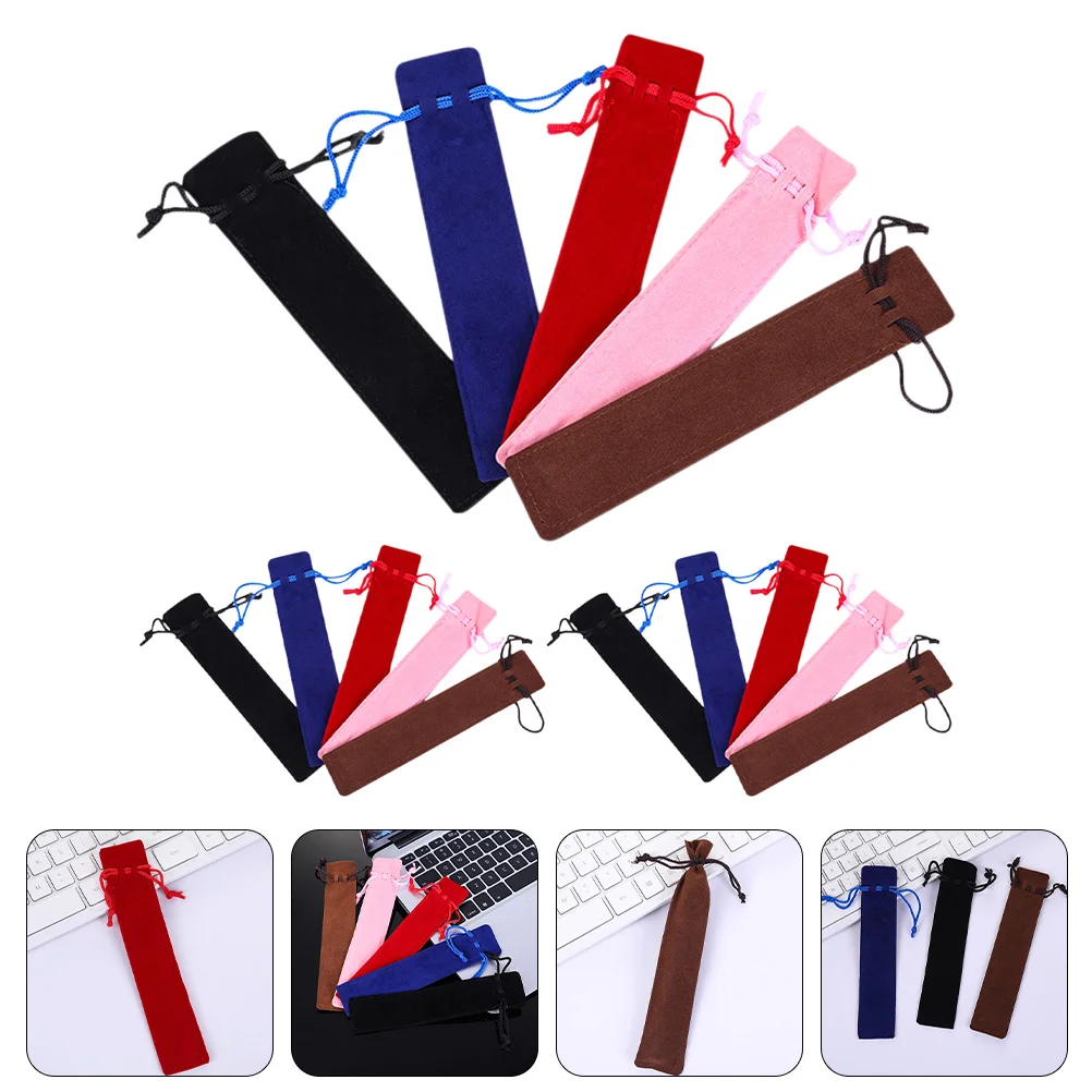 

15 Pcs Pencil Case Thick Bags Practical Sleeves Portable Gift Pouches Drawstring Flannel Travel Packaging for Small Business