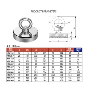 Ímãs de pesca de neodímio super fortes, ímã de terras raras resistente com furo escareado, parafuso para pesca magnética de salvamento 12 principais vendas imãs de pesca - №1