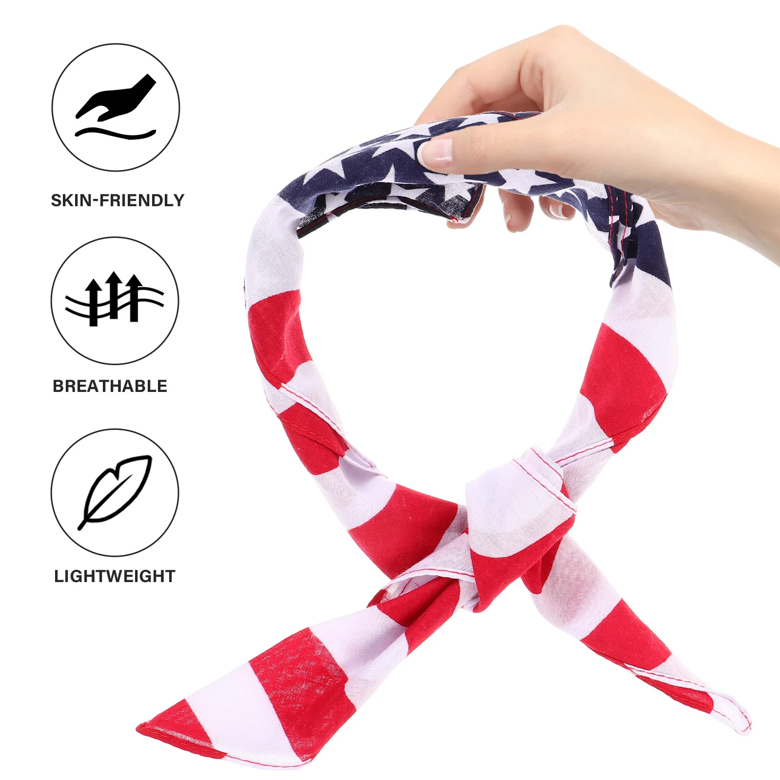 Men's Pocket Square Headband Patriotic Bandanas Outdoor Headscarf US American Flag Headbands Cloth Man
