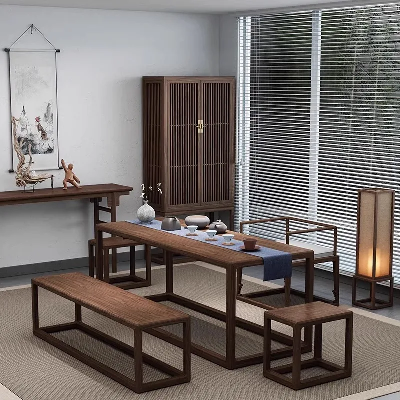 Nuevo Sala combinada china y silla, madera maciza, simple, olmo antiguo,