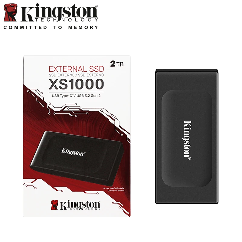 Kingston-Disque Dur Externe SSD XS1000, 1 To, 2 To, Max 1050 Mbumental, USB 3.2, Type-C, pour PC