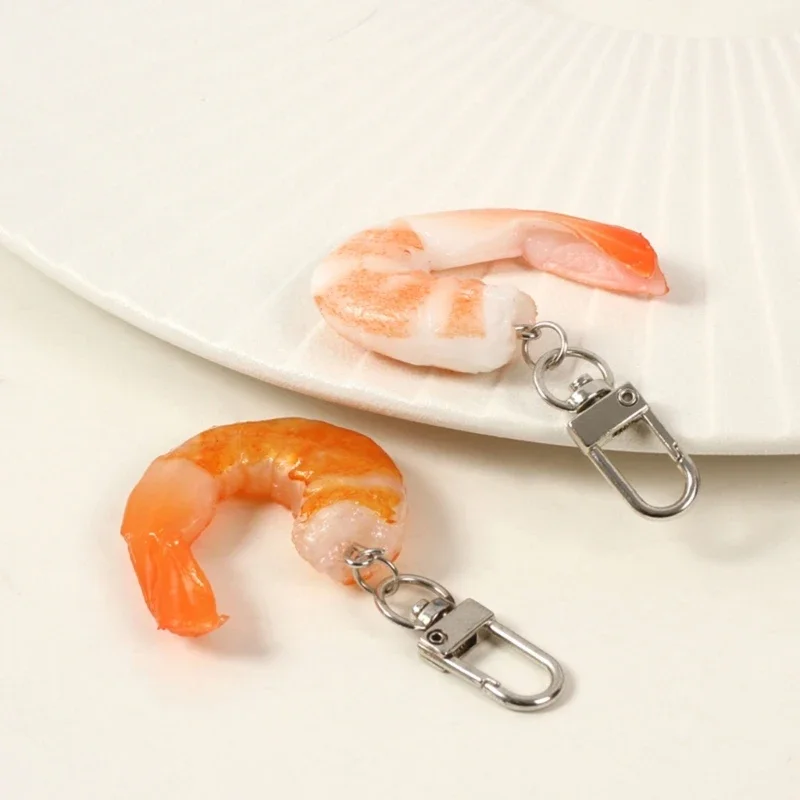 Creative Shrimp Keychain Funny Pendant for Women's Bag Handy Imitation Shrimp Keyrings Pendant for Women