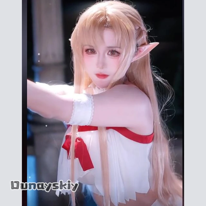 CR6.22*Yuuki Asuna Costume New Summer Outfit Sexy Fashion Y2K White Red Dress Swimsuit Bikini Wigs Halloween Cosplay Anime SAO