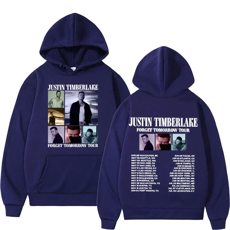 2024 Justin Timberlake Tour Hoodie Forget Tomorrow World Tour Graphic Hoodies Men's Vintage Hip Hop Oversized Sweatshirts Unisex