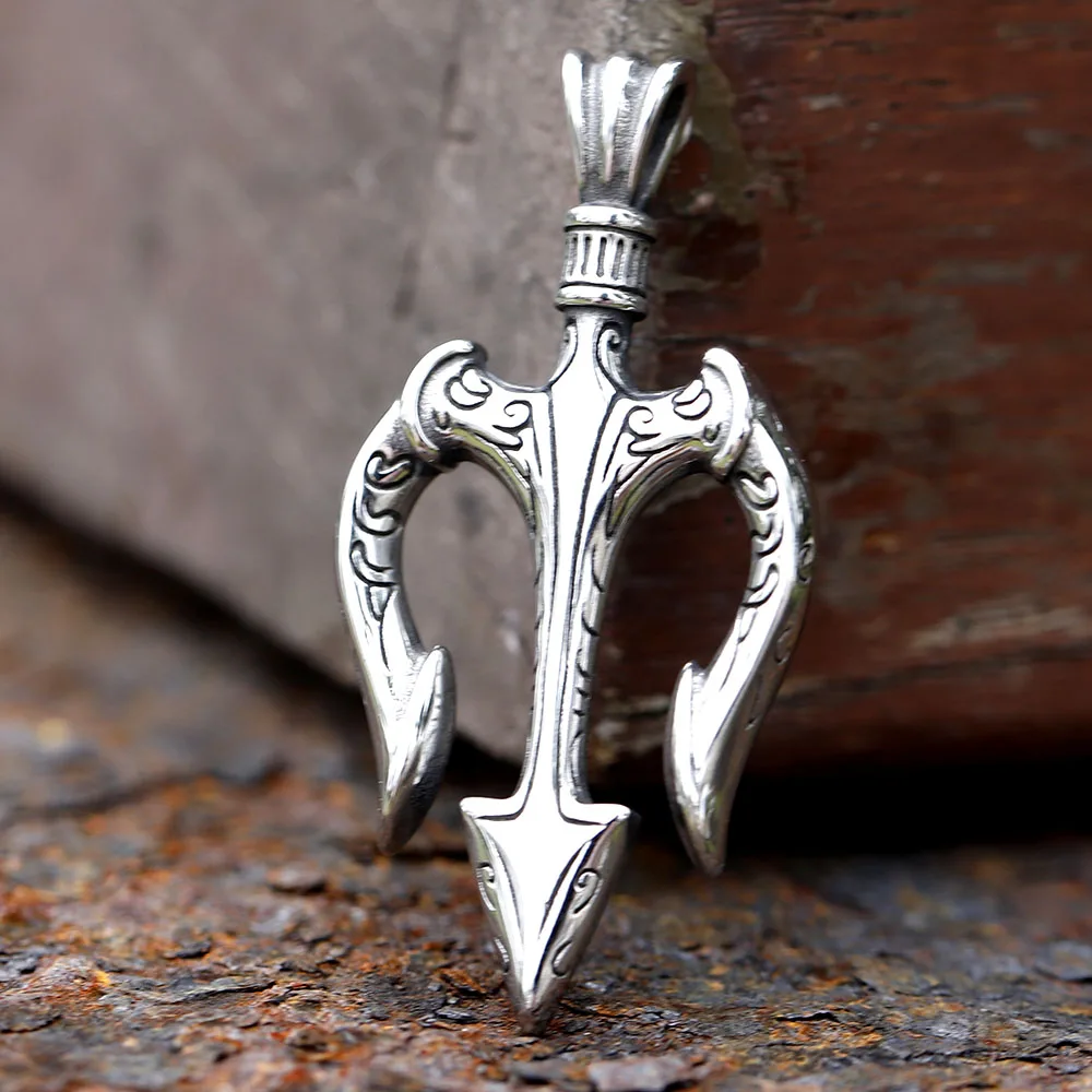 2025 NEU 316L Edelstahl Vintage TRIDENT Hochwertiger Schmuck Spezielles Design Mode Herren Anhänger Halskette Geschenk