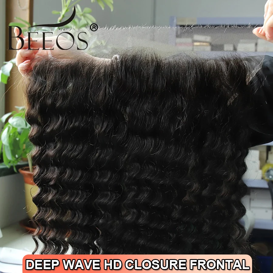 Deep Wave Skinlike 13x6 HD Lace Frontal Only Pre plucked 5X5 HD Lace Closure Only Brazilian Human Hair HD Transaprent Lace Remy