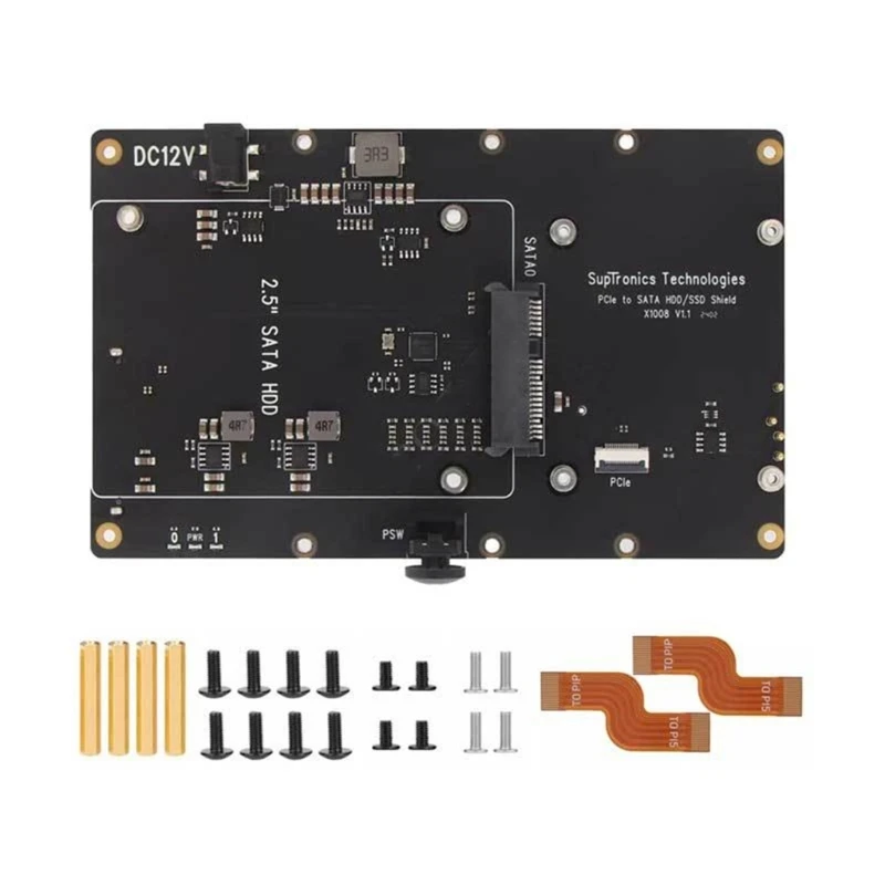 

X1008 PCIe to Double HDD/SSD Expansion Board Support 3.5" 2.5" Disk For RPI 5