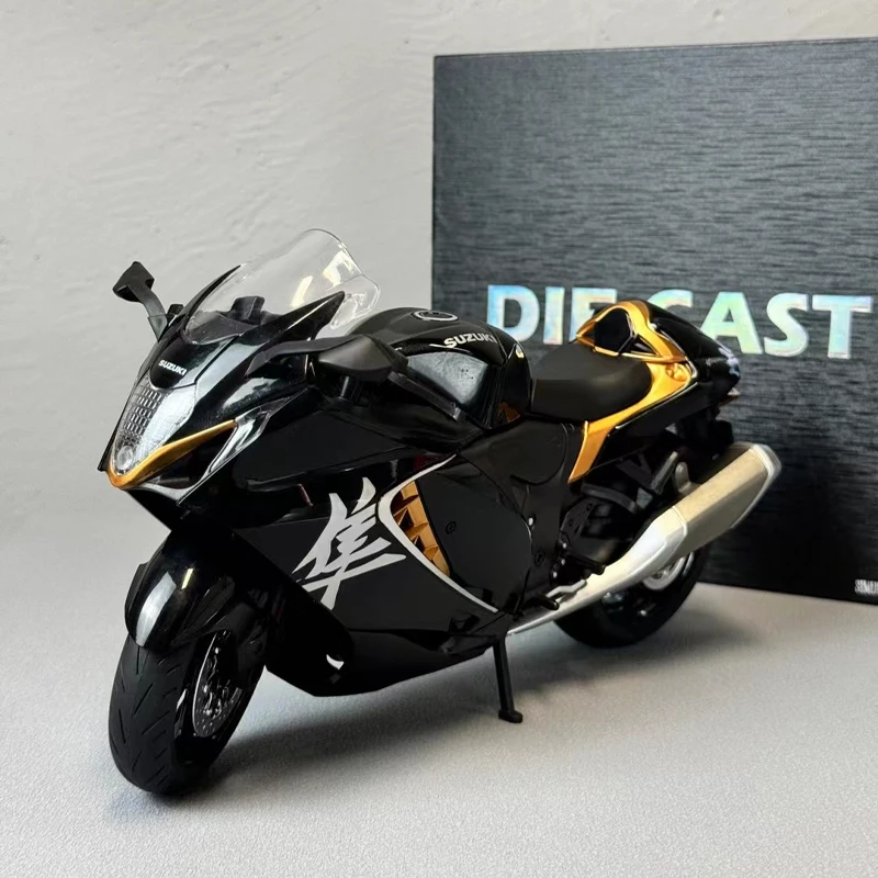 1:9 Suzuki Hayabusa GSX-1300R Alloy Motorcycle Diecast Model Soung & Light Toy Collect Display Ornament Gift Box for Children